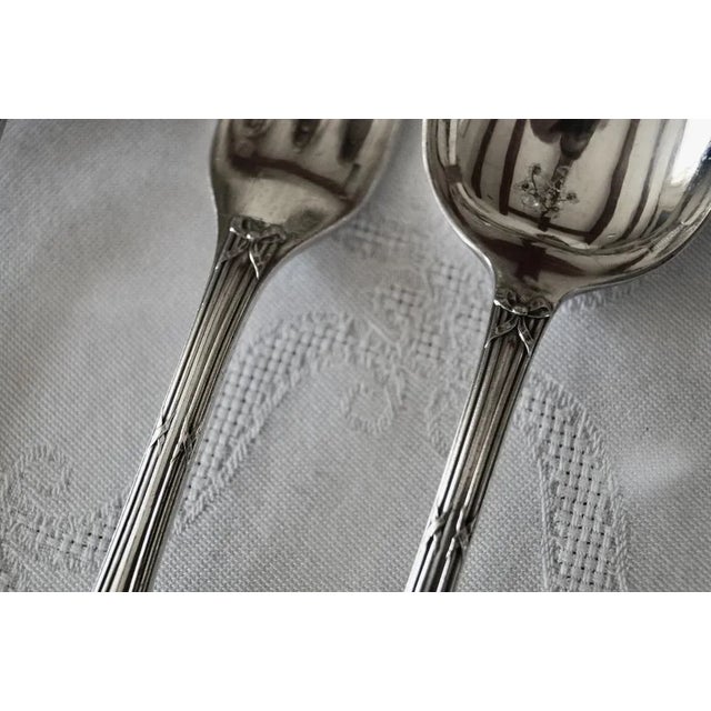 1960s Vintage French Rubans Box Silver-Plated Dessert Cutlery from Christofle, 1960s, Set of 24 For Sale - Image 5 of 9