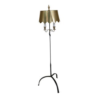 Iron & Brass Double Arm Candlestick Lamp For Sale