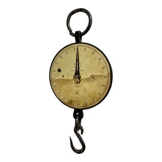 Antique Brass Salter Spring Balance Scale 20t With 200 Lb Capacity From England - Circa 1900 For Sale