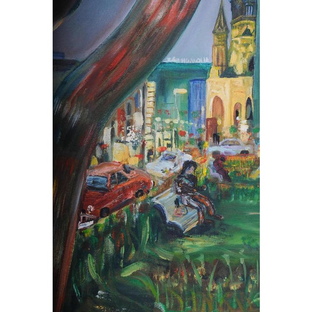 A. Zaher, Berlin City West View, Kudamm / Kurfürstendamm, Oil on Canvas For Sale - Image 9 of 18