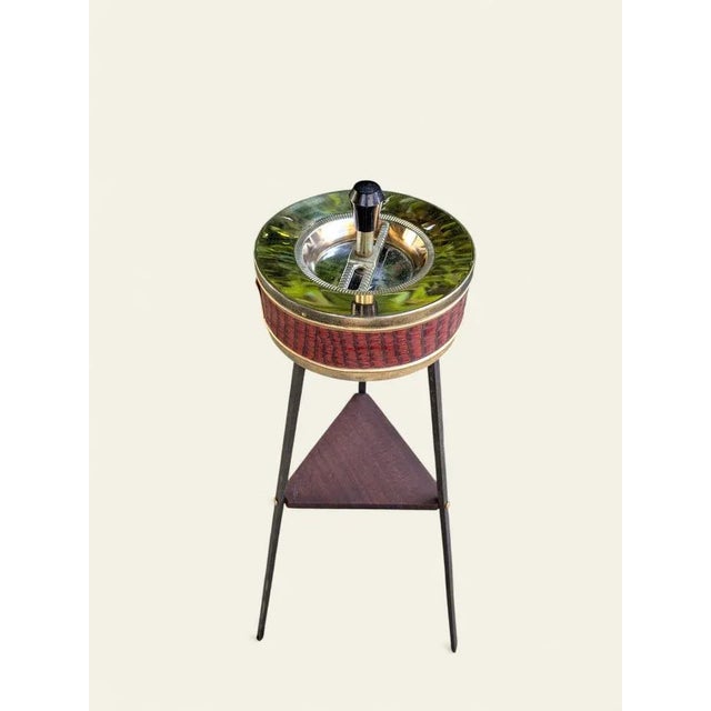 Vintage Standing Ashtray with Teak Shelf, 1960s For Sale - Image 4 of 11