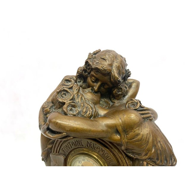 Sculpture Materials Large French Art Nouveau No 112 Fontaine De Labour Table Clock in Plaster from Lb Deposee, 1890s For Sale - Image 7 of 14