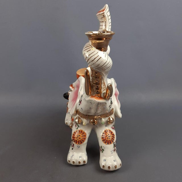 Ceramic Vintage Porcelain Sculpture of Elephant with Drummer, 1970s For Sale - Image 7 of 18
