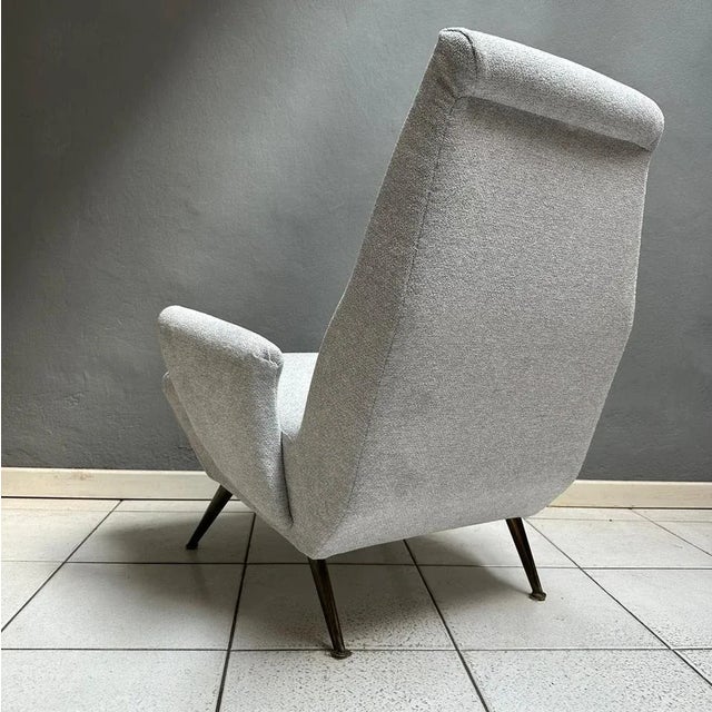 Vintage Fabric & Brass Armchair by Nino Zoncada, 1950s For Sale - Image 6 of 11