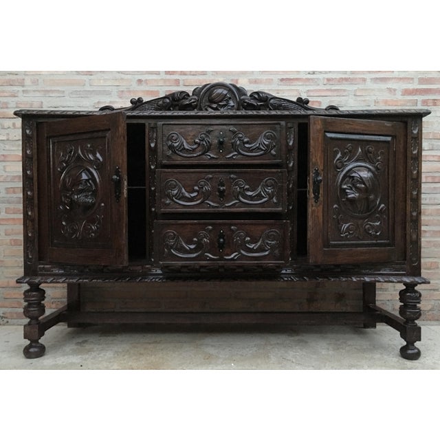 Late 19th Century Renaissance Spanish Buffet with Two Doors, Three Drawers For Sale - Image 14 of 18