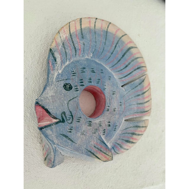 Late 20th Century Vintage Painted Wood Tropical Fish Napkin Rings-Set of 8 For Sale - Image 5 of 11
