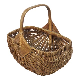 20th Century Maine Ash Splint Carry Basket For Sale