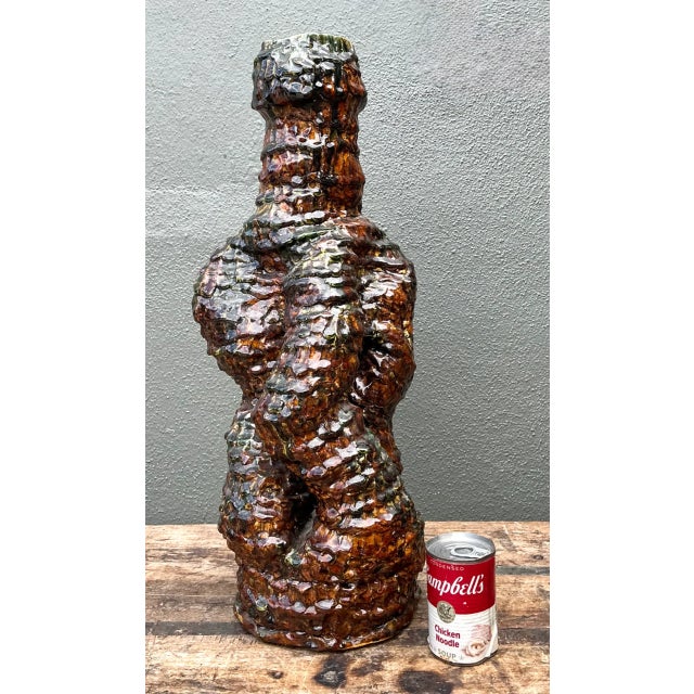 Vintage Sculptural Textured Ceramic Vase For Sale - Image 9 of 12