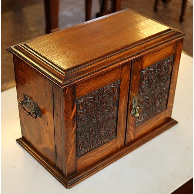 Late 19th Century Tiger Oak English Tobacco Pipe Box Chairish