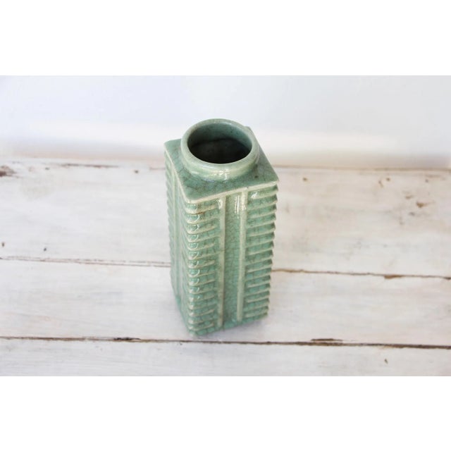 Chinese Chinese Longquan Celadon Crackle Glazed Cong-Form Vase For Sale - Image 3 of 13