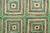 Traditional Antique Hooked Square Rug in Beige and Green Geometric Patterns | Rug & Kilim For Sale - Image 3 of 7