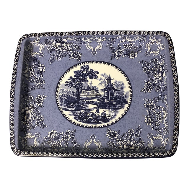 Blue Willow Metal Tray By Daher Decorated Ware England Chairish