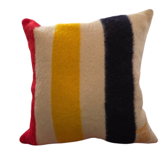 Vintage Hudson Bay Pillow For Sale - Image 4 of 5