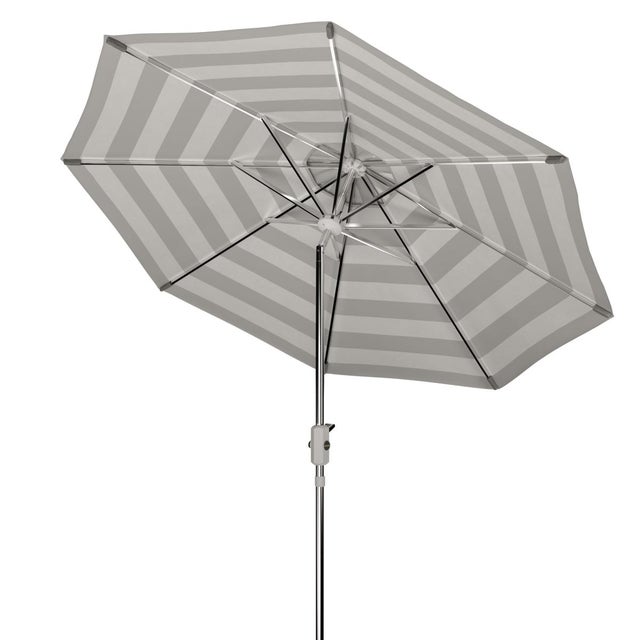 Spritely Home Iris Fashion Line 9Ft Round Umbrella, Grey & White/Chrome Pole For Sale - Image 4 of 6