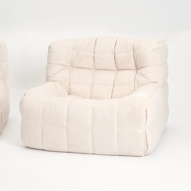 Vintage Ligne Roset Kashima Modular Set in Vanilla Corduroy - Restored 4-Piece Lounge For Sale - Image 13 of 17