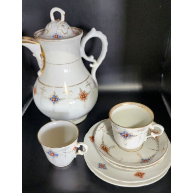 Late 19th Century Antique Art Nouveau Factory Second KPM Porcelain Coffee Service for 2 - 7 pcs For Sale - Image 5 of 9