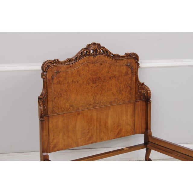 Wood Pair of Batesville Vintage Burl Wood Single Beds For Sale - Image 7 of 15