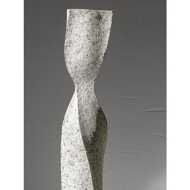 White Stone Tall Floor Vase - Column Series in Bio Concrete For Sale - Image 12 of 14