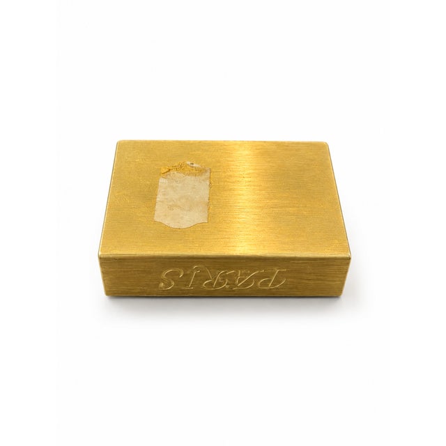 Contemporary Vintage Brass “Paris” Matchbook Holder / Match Safe – Minimalist Mid-Century Style For Sale - Image 3 of 4