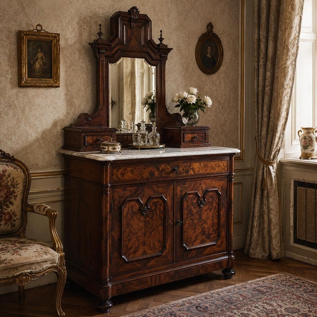 19th Century Chest of Drawers and Mirror from Cucchi & Sola Ammobiliamenti Torino, Set of 2 For Sale - Image 11 of 14