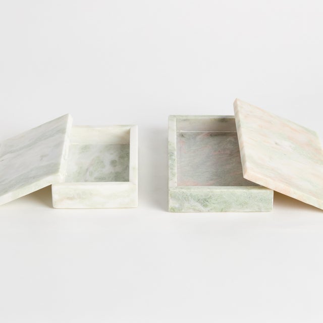 Early 21st Century Johanna Marble Lidded Boxes, Set Of 2 For Sale - Image 5 of 5