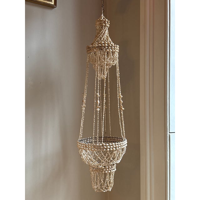 Mid 20th Century Mid-20th Century Palm Beach Regency Cowrie Shell Hanging Planter For Sale - Image 5 of 18