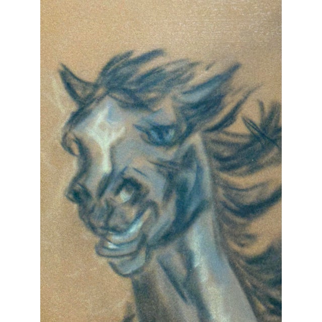 Late 20th Century Jean M. Brown "Mustang" Pastel + Ink Artwork, Framed For Sale - Image 5 of 12