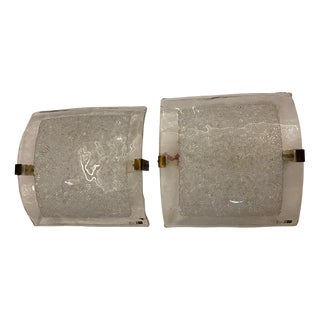 Large Wall Lights in Transparent Glass and Lattimo Cane Segments from Itre, Murano, 1970s, Set of 2 For Sale