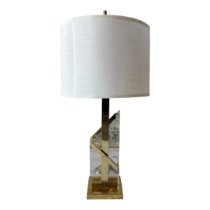 1980s Brass & Acrylic Table Lamp