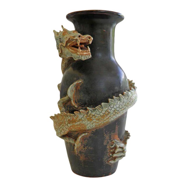 Large Dynamic Thai Dragon Vase Mid Century with Provenance For Sale