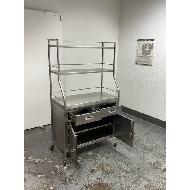 Industrial Shampaine Co. Stainless Steel Rolling Cabinet, Vintage For Sale - Image 3 of 12
