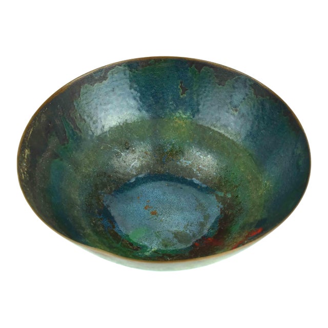 Mid 20th Century Enamel on Copper Decorative Bowl For Sale