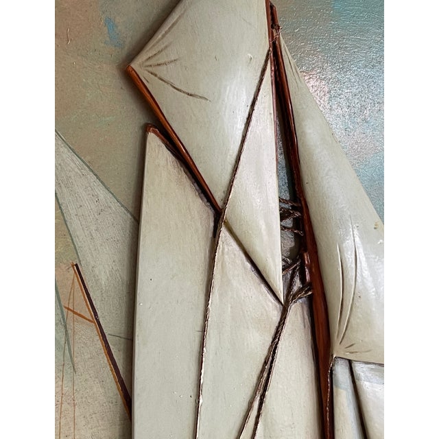 1940s Antique Sailing American Cup Oval Marine BasRelief Painting For Sale - Image 5 of 6