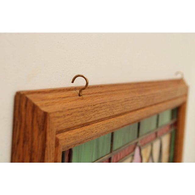 Vintage Stained Glass Transom Window or Hanging Decor For Sale - Image 12 of 13
