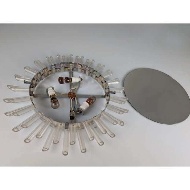 Metal Pink Sun Mirror Lamp, 1970s For Sale - Image 7 of 10