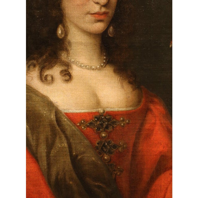 Willem Van Honthorst, Portrait of Louise Henriette of Orange, 1650, Oil on Canvas For Sale - Image 12 of 15