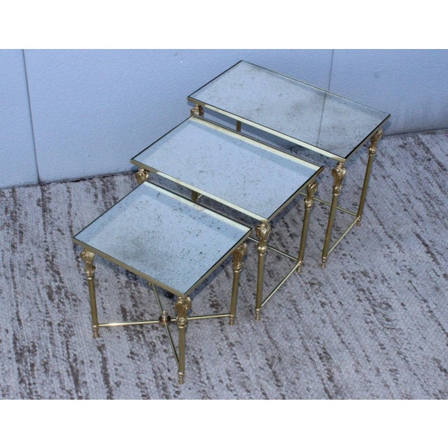 1950s French Bronze and Brass Nesting Tables For Sale - Image 4 of 11