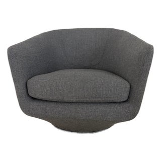 Two Design Within Reach Benson U Turn Swivel Chairs in Pumice Pebble Weave For Sale