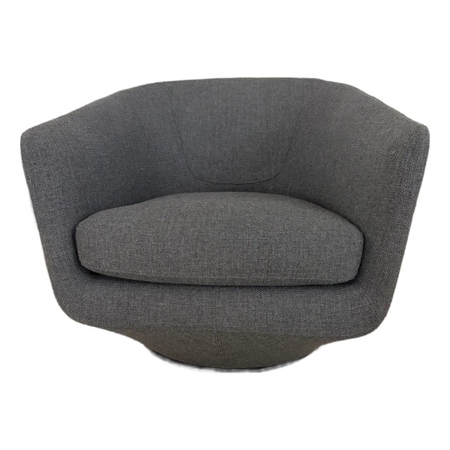 Two Design Within Reach Benson U Turn Swivel Chairs in Pumice Pebble Weave For Sale
