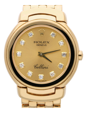 Vintage Rolex Cellini 6621 Diamond Hour Marker 18k Gold 26mm Watch