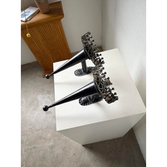 Brutalist Black Metal Wall Sconces, 1950s, Set of 2 For Sale - Image 11 of 18