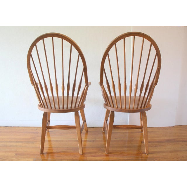 Broyhill Mid Century Modern Style Pair of Windsor Chairs by Broyhill For Sale - Image 4 of 7