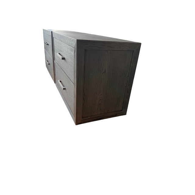 Contemporary Restoration Hardware Kempton 36” Gray Oak 2-Drawer Nightstands – Pair For Sale - Image 3 of 7