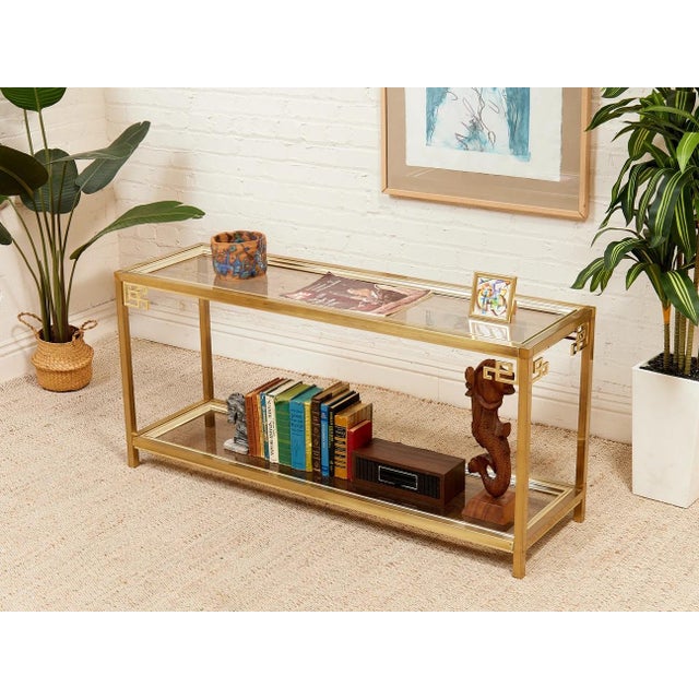 American Mastercraft Brass 1970’s Hollywood Regency Entry Table, Attributed For Sale - Image 3 of 9