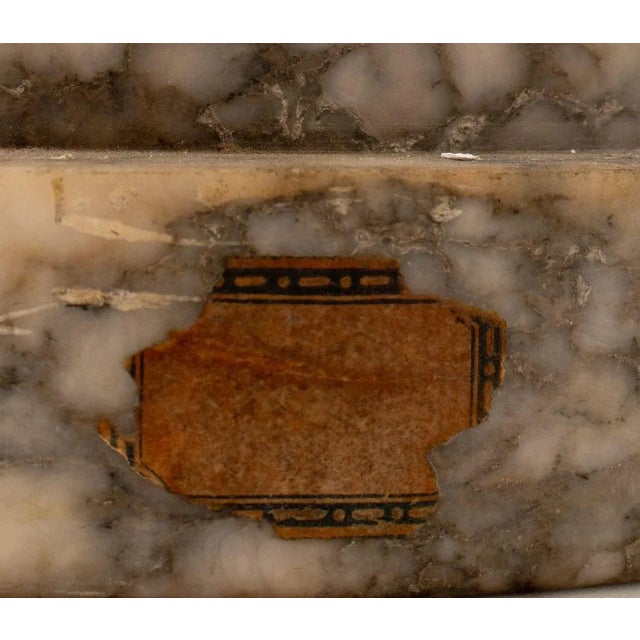 White and Grey Veined Marble Pedestal, Ca. 1900 For Sale - Image 4 of 4
