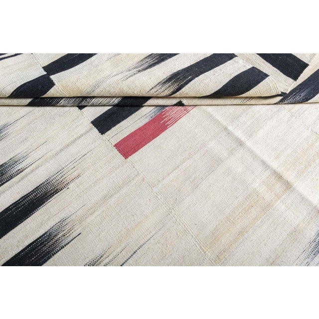 Handwoven Kilim Rug in Striped Pattern For Sale - Image 6 of 7