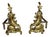 Large Antique French Brass Rococo Fire Dogs, 1900, Set of 2 For Sale