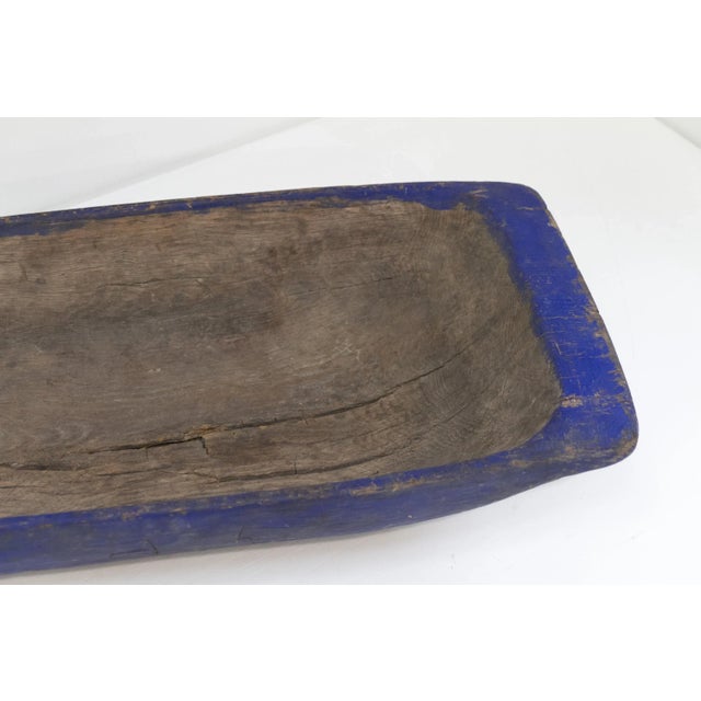 Blue Large Antique Swedish Folk Art Blue Wooden Trough, Late 1800s For Sale - Image 8 of 17