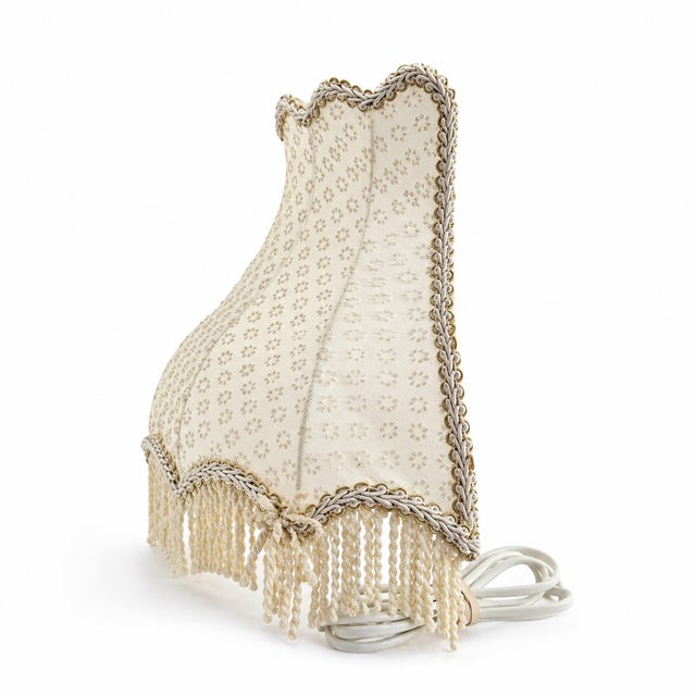 Hollywood Regency 1960s Swedish Wall Sconces With Fringed Floral Fabric Shades, Hollywood Regency - a Pair For Sale - Image 3 of 6