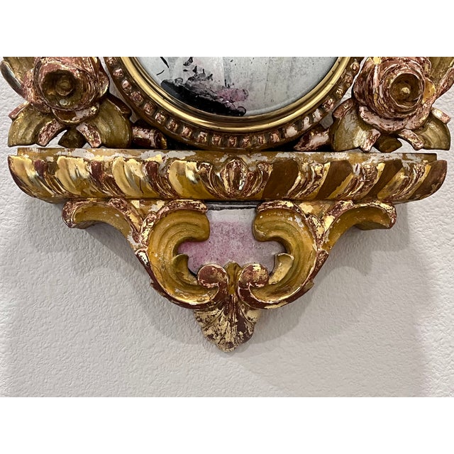 Antique French Gilt Wood Clock Case W/Mirrored Convex Glass Finish For Sale - Image 4 of 18